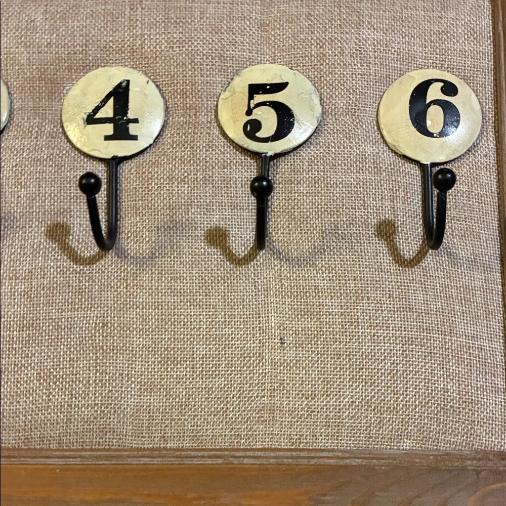Vintage Look Numbered Wall Hooks with Wooden Frame